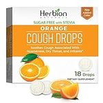 Herbion Naturals Sugar-Free Cough Drops with Natural Orange Flavor, Soothes Sore Throat, for Adults, Children 6 and Above, 18Cts