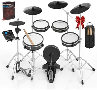 AKLOT Fully-Expandable Electric Drum Set: Independent Stand System, 12" Wooden Snare, Independent Hi-Hat and Triple-Zone Ride Cymbal, Mesh Bass Drum, 475 Sounds, Drum Sticks, Lesson Book (B-CORE546)