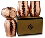 Kosdeg Copper Cups 16 Oz Set of 4 - The Perfect Pure Copper Tumbler for Water - A New Way to Enjoy Wine - Better Than Glasses Plastic