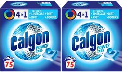 Calgon 4-in-1 Water Softener Tablets, Washing Machine Cleaner, Removes Odours, Limescale & Residue, Deep Clean, XL Pack, 2 x Pack of 75 (Packaging may vary)