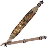 HUNTPAL 2 Point Gun Sling Shotgun Rifle Sling with Removable Metal Swivels, Neoprene Stretch Shoulder Padded Rifle Shotgun Corssbow Bow Gun Strap with Thumb Loop