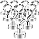 Neosmuk Magnetic Hooks for Cruise Cabins, 22lb+ Heavy Duty Strong Metal Magnets with Hooks, Hangers for Ship, Fridge, Wall, Ceiling, Van, and Clothes Hanging Essentials (Pack of 10, White)