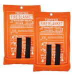 Tonyko Fiberglass Fire Blanket for Emergency Surival, Flame Retardant Protection and Heat Insulation-2PACK