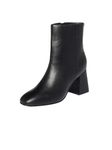 MONROW Elia Leather Block Boots for Women & Girls | Fancy & Stylish Boots |Extra Cushioning & Comfortable, Fashionable, Light Weight, Vegan, Fashion Boots for Girls, Black, 6UK