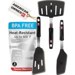 All-New DI ORO Designer Series Silicone Turner Cookie Spatula - Features a 600°F Heat-Resistant No-Melt Rubber Spatula Handle and Blade - Best Silicone Kitchen Mini Spatula for Cooking or Baking (ELITE 3-PC Set)