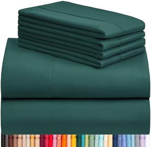 LuxClub 6 PC Queen Sheet Set, Breathable Luxury Bed Sheets, Deep Pockets 18" Eco Friendly Wrinkle Free Cooling Sheets Machine Washable Hotel Bedding Silky Soft - Emerald Queen