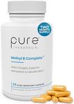 Methyl B Complete - 60 Vegetable Capsules | Optimal Methylation Support Supplement with Quatrefolic 5-MTHF (Active folate), Methylcobalamin (Active B12), B2, B6, and TMG | Pharmaceutical Grade