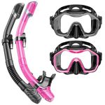 Lealinga Snorkel Set Adults 2Pack, Snorkel Mask Anti-Fog Panoramic View Diving Mask Dry Top Snorkel Kit with Travel Bag Diving Set for Snorkeling Scuba Diving Swimming Travel