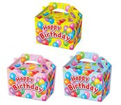 MustBeBonkers Happy Birthday Food Boxes - Picnic Carry Meal Box - Birthday Party Bag Plate (10 Boxes, Blue Box)