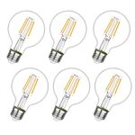 Erxiugs 6Pack Vintage G25 Edison Light Bulb, Dimmable E26 Base LED Globe Light Bulbs, 5W Equivalent to 40W, CRI 90 Neutral White 4000K LED Round Clear Decorative Bulbs