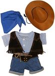 Cowboy w/Hat and Scarf Outfit Teddy Bear Clothes Fits Most 14 - 18 Build-A-Bear and Make Your Own Stuffed Animals