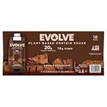 Evolve Plant Based Protein Shake, Double Chocolate, 20g Vegan Protein, Dairy Free, No Artificial Sweeteners, Non-GMO, 10g Fiber (11 fl. oz., 18 pk.)