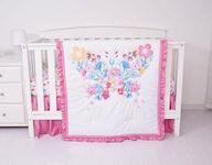 KIDDOS 3-Piece Baby Crib Bedding Set for Girls| Luxury Microfiber |Baby Crib Bedding Sets Include Comforter, Crib Sheet and Bed Skirt | (Butterfly Floral)