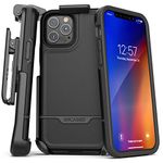 Encased Rebel Armor Belt Clip Holster Case Compatible with iPhone 12 Pro Max Shockproof Full Body Cover with Holder (Black)