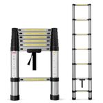 Lifelong Telescopic Ladder for Home, 6.5 Feet - Foldable & Portable Stairs, Versatile Use for Kitchen, Bathroom, Office & Outdoor, Multipurpose Step Ladder with 150 Kg Capacity(LLTL01, Black)Aluminium