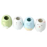 4Pcs Creative Animal Ceramic Toothbrush Holder Mini Cotton Tooth Brush Holder Stand Cotton Swabs Toothpicks Storage Organizer