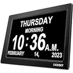 LUCKSKY Large Clocks for Seniors, Digital Clock with Date and Day of Week, Accurate Time, Adjustable Brightness, Loud Alarm, Memory Function, Easy to Use (7 inch)