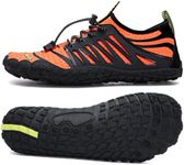 UBFEN Water Shoes Aqua Shoes Swim Shoes Mens Womens Beach Sports Quick Dry Barefoot for Boating Fishing Diving Surfing with Drainage Driving Yoga Size 7.5 Women / 6.5 Men E Orange