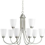 Progress Lighting P4627-09 Gather Collection 9-Light Chandelier, Brushed Nickel