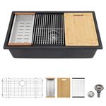 Lordear Black Kitchen Sink 33 Inch Granite Composite Undermount Kitchen Sink 33x19 Inch Quartz Composite Black Deep Single Bowl Workstation Undermount Kitchen Sinks