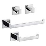 TURS 4 Pieces Bathroom Accessory Set,304 Stainless Steel Robe Hooks,Toilet Paper Holder,Towel Rail,Wall Mounted,Chrome Bathroom Accessories Anti-Rust Waterproof for Kitchen Bathroom,Polished Finish