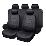 Flying Banner Universal Leather Car Seat Covers Full Set Airbag Compatible Seat Protector (Black)