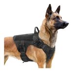 Xigwig Tactical Dog Harness for Large Dogs, Heavy Duty Dog Harness with Handle, No-Pull Service Dog Vest Large Breed, Adjustable Military Dog Vest Harness for Training Hunting Walking, Black (Large)