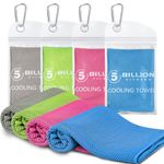 5BILLION FITNESS Cooling Towel Microfiber chill Towel Cooling Neck Wrap for Travel, Outdoor Activities, Gym Towel for Yoga, Running, Golf, Various Sports, with Reusable Carrying Bag (Pink+Light Blue)