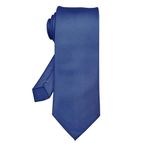 Peslogy Classic Mens Solid Ties Formal Neck Tie for Business Wedding Interview Office Wear - Navy Blue