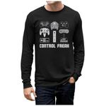 TeeStars - Video Game Control Freak Gaming Funny Gamer Long Sleeve T-Shirt Medium Black