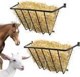 Hay Feeder Goat, 27"x 21"x10" Goat Hay Rack 2 Pack, Heavy Duty Iron Wall Hay Rack for Sheep, Horses, Effortless Installation in Farms, Stables, Goat Barns, and Yards