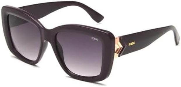 IDEE sunglasses| 100% UV protected | Gradient | Full Rim | Square | Women | Large | Shiny Dark Violet Polycarbonate Frame | Smoke Gradient Polycarbonate Lens