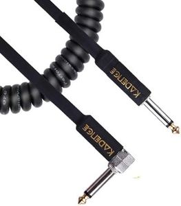 Kadence Premium Vintage Coil Guitar Cable, Straight to Right Angle-Premium Coil Instrument Cable, Jack/Jack Angled, black