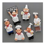 UNIVERSE LIGHTS 6 Pack Chef Fridge Magnet Refrigerator Magnets, Italian French Chef Figurine Statue Home Kitchen Restaurant Decorations 3D Resin Baker Magnets Wall Decors