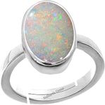 Sidharth Gems 6.25 Ratti 5.00 Carat White Rashi Ratan Fire Opal Loose Gemstone Sterling Silver 92.5 Adjustable Ring for Men and Women