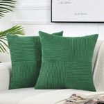 Fancy Homi 2 Packs Green Decorative Throw Pillow Covers 18x18 Inch for Couch Bed Sofa, Holiday Christmas Home Decor GIF, Soft Corss Corduroy Patchwork Textured Square Cushion Case 45x45 cm