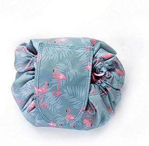 Large Capacity Lazy Makeup Toiletry Bag Drawstring Portable Travel Casual Waterproof Quick Pack Magic Makeup Storage Bag Perfect for Women Girls (Flamingo)