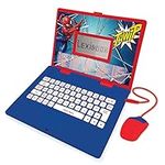 LEXIBOOK JC598SPi2 Spider-Man-Educational and Bilingual Laptop Spanish/English-Toy for Child Kid (Boys & Girls) 124 Activities, -Red/Blue,24 x 18 x 3.6 inches