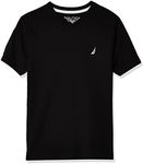 Nautica Boys' Short Sleeve Solid V-Neck T-Shirt, Black, 10-12