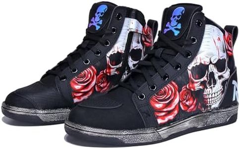 GXZUORUI Gothic High Top Canvas Sneakers, Black, Skull Print Design, Motorcycle Riding Shoes, Casual Walking Boots with Rubber Sole (Red, Adult, Men, 11, Numeric, US Footwear Size System, Medium)