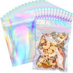 NPLUX Holographic Mylar Bags Resealable Smell Proof Bags for lip gloss,Jewelry,Pens,lash candy and More - Small Business Packaging Supplies(100PACK,5.5x8INCH)