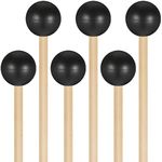 Boao 6 Pcs Rubber Mallet Percussion Xylophone Bell Mallets Glockenspiel Sticks Drum Stick Mallet with Wood Handle Rubber Mallet Percussion Instrument Kit for Gong Woodblock Drum Bells (Black)