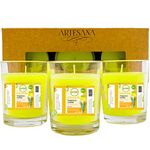 ARPHIBO Scented Candles Set of 3 Citronella Lemongrass Citrus Natural Fragrance, Mosquito Repellent 45 Grams Each in Glass Jar Best for Home and Office Use