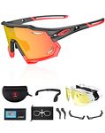 X-TIGER Polarized Cycling Glasses with 5 Interchangeable Lenses,MTB Biking Baseball Running Sports Sunglasses for Men Women