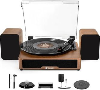 Vinyl Record Player Turntable with Built-in Bluetooth Receiver & 2 Stereo Speakers, 3 Speed 3 Size Portable Retro Record Player with Speakers Set for Entertainment and Home Decoration, Vangoa