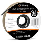 Wirefy 5/16" Heat Shrink Tubing - 4:1 Ratio - Adhesive Lined - Marine Grade Heat Shrink - 50 Feet Roll - Black