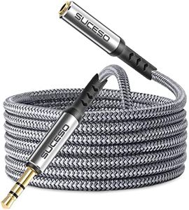 SUCESO Cable Alargador Audio 5M Cable Extensión Jack Audio 3,5 mm Nylon Trenzado Jack Audio Estéreo 3.5mm Macho a Hembra para Auriculares Altavoces TV PC PS4 iPhone iPad iPod MP3 Player Samsung Laptop