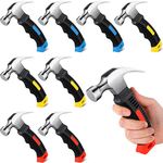 Therwen 9 Pcs Small Claw Hammer Bulk 8 Oz Small Stubby Hammers Mini Stubby Claw Hammer Multifunction Claw Hammers Tool with Soft Rubber Handle for Home Repair DIY Building Woodwork Camping 3 Colors