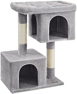 Feandrea Arbre à Chat, Tour de Jeux 101 cm, XL, Maison pour Chats Jusqu’à 20 kg, Grande Plate-Forme, 2 Niches, Griffoir, Gris Clair PCT614W01