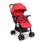 LuvLap Spark Baby Stroller, Pram for Baby with 5 Point Safety Harness, Spacious Cushioned seat with Side Padding, Multi Level seat Recline, Lightweight Baby Stroller for 0 to 3 Years (Red)